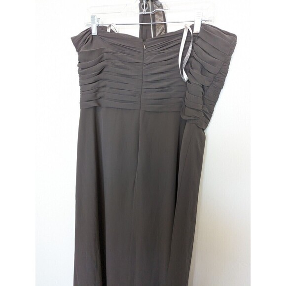 MONIQUE LHULLIER Dress Womens Size 10 Slate Gray Halter Strapless Ruched Maxi - Picture 8 of 12